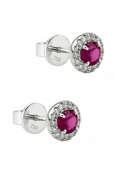 Σκουλαρίκια Λευκόχρυσο 18Κ Ρουμπίνι Brillant 0.43ct