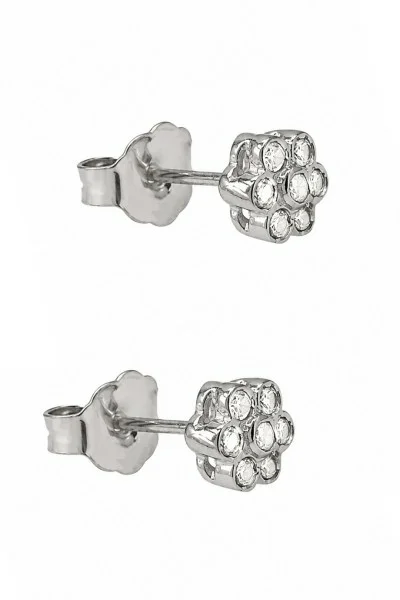 Σκουλαρίκι Λουλούδι Λευκόχρυσο 18Κ Brillant 0.14ct