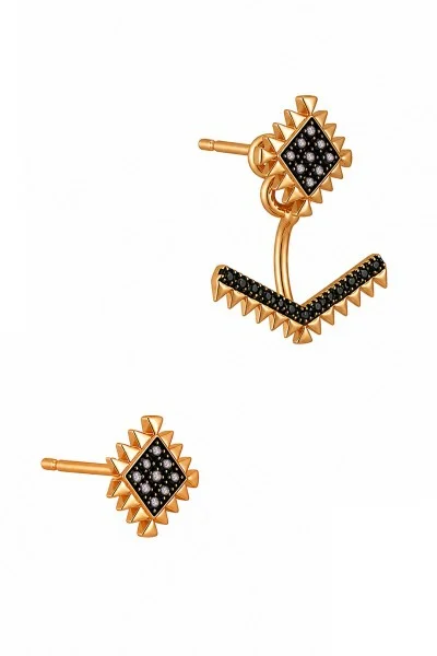 Σκουλαρίκια Aztec Ροζ Χρυσό 18Κ Pave Διαμάντι 0.25ct