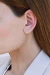 Σκουλαρίκια Λευκόχρυσο 18Κ Princess Cut Pave  Διαμάντι 0.19ct