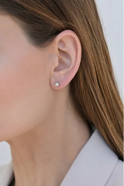 Σκουλαρίκια Λευκόχρυσο 18Κ Καρφωτό Αστέρι Διαμάντι 0.18ct