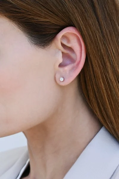 Σκουλαρίκια Λευκόχρυσο 18Κ Pave Διαμάντι 0.20ct