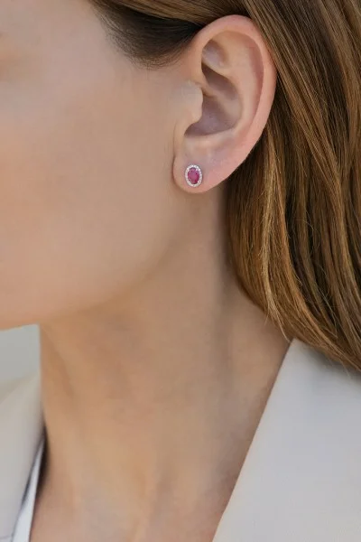 Σκουλαρίκια Λευκόχρυσο 18Κ Ρουμπίνι Brillant 1.08ct