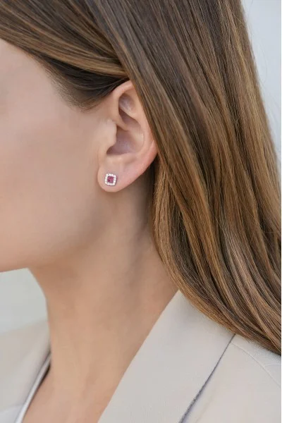 Σκουλαρίκια Λευκόχρυσο 18Κ Ρουμπίνι Brillant 0.51ct