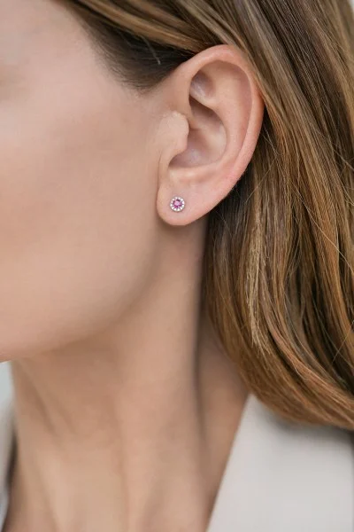 Σκουλαρίκια Λευκόχρυσο 18Κ Ρουμπίνι Brillant 0.43ct