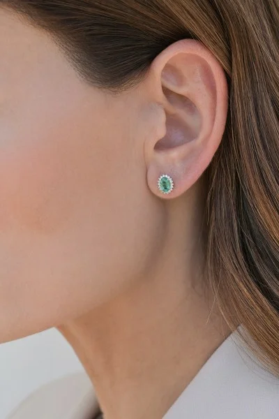 Σκουλαρίκια Λευκόχρυσο 18Κ Σμαράγδι Brillant 0.86ct