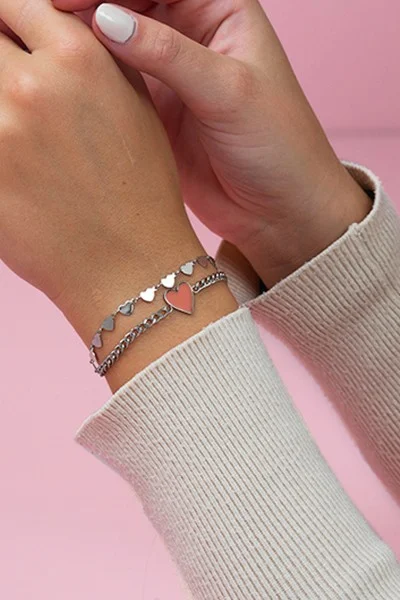 Βραχιόλι OOZOO από Ατσάλι Heart SB-1018