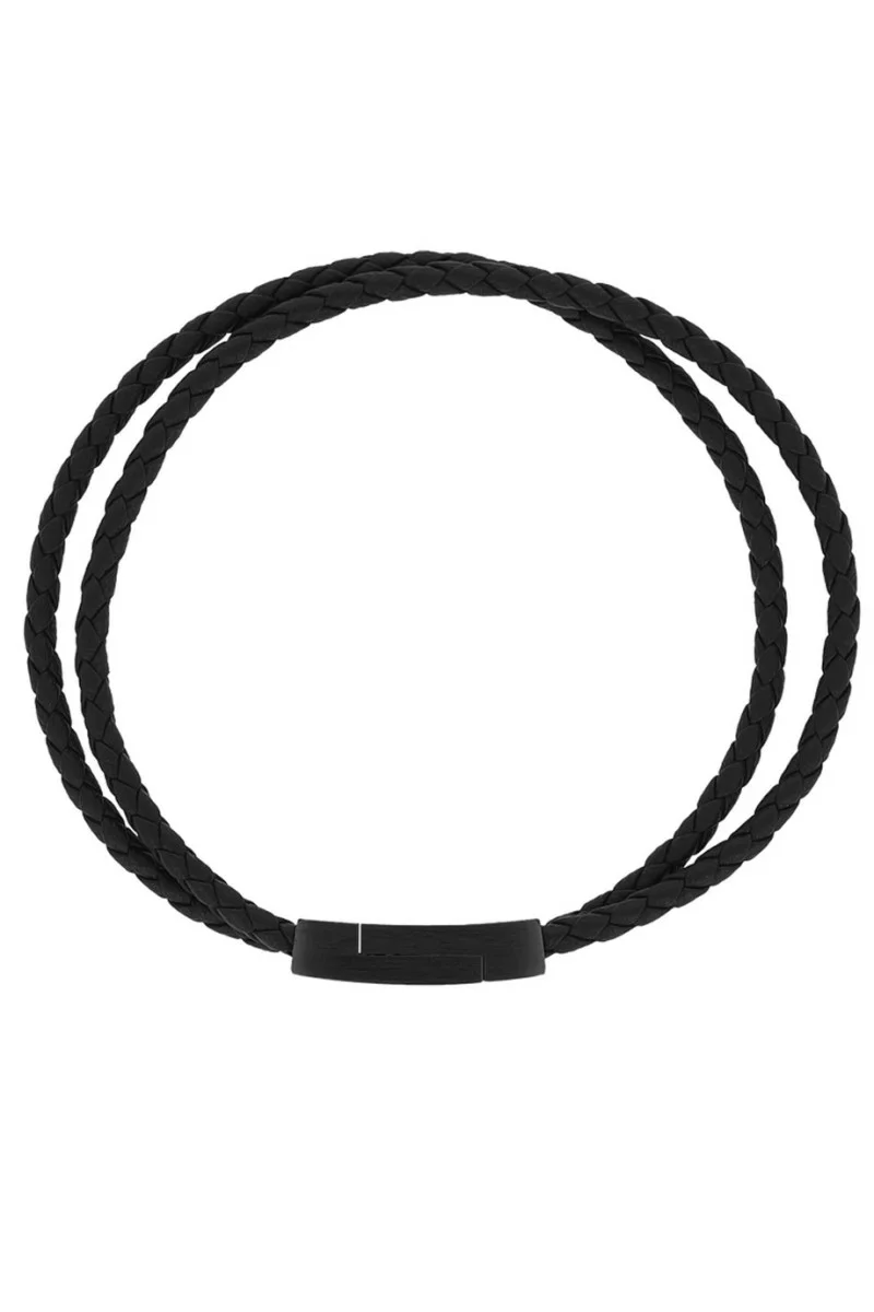 Βραχιόλι OOZOO Black Leather από Ατσάλι SB-1059-195