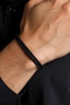 Βραχιόλι OOZOO Black Leather από Ατσάλι SB-1103-195