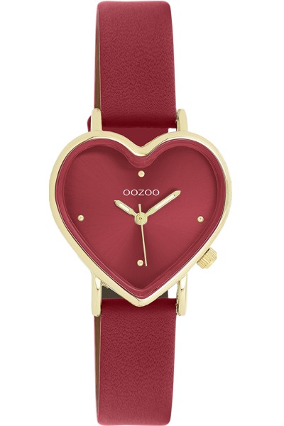 OOZOO Ladies Heart Red Leather Strap C11454