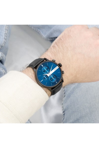 OOZOO Timepieces Black Leather Strap 45mm C11510