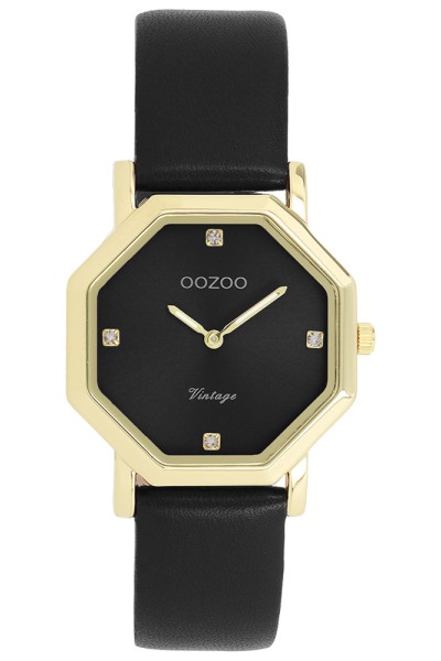 OOZOO Vintage Crystals Black Leather Strap C20479