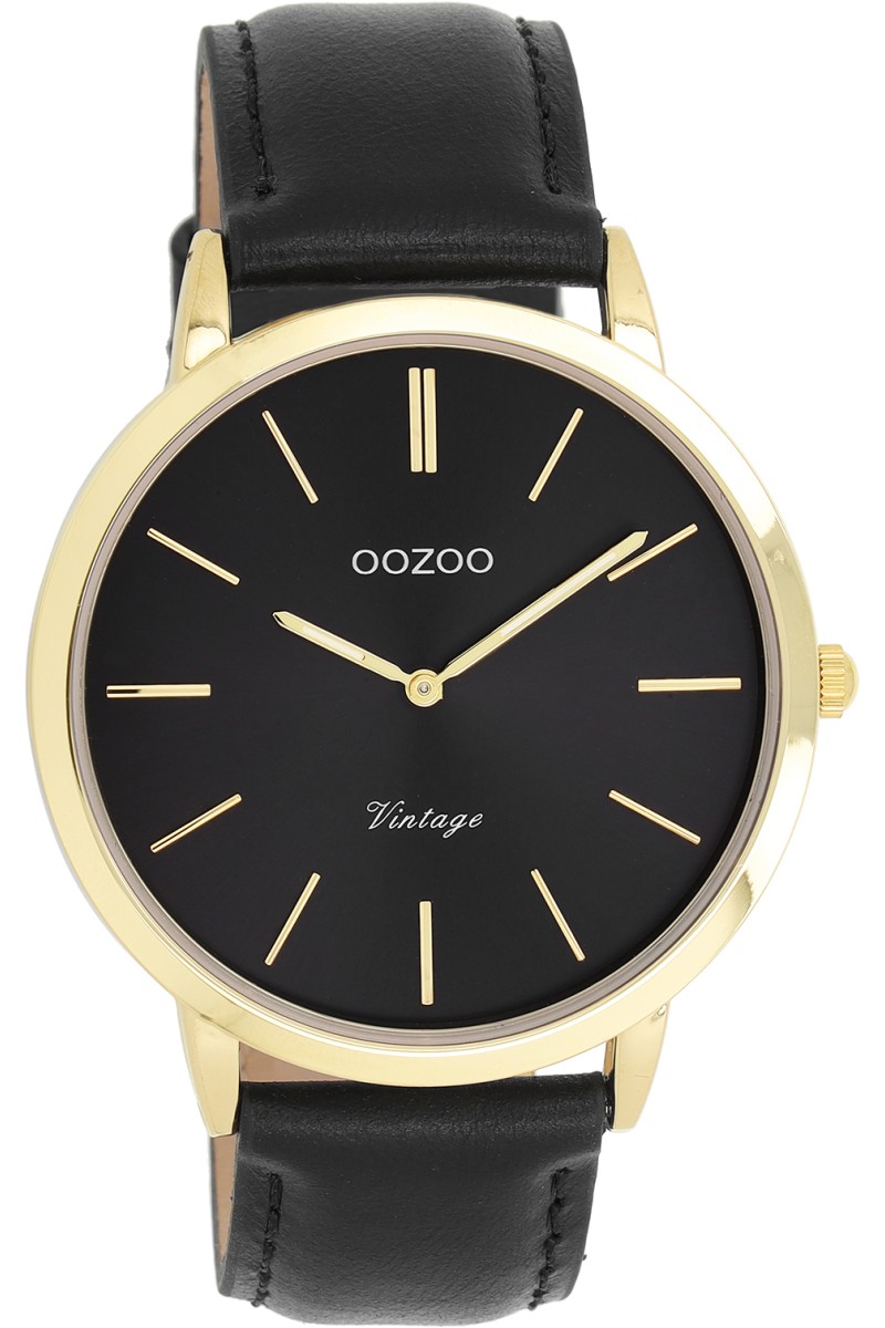 OOZOO Vintage Black Leather Strap 42mm C20389