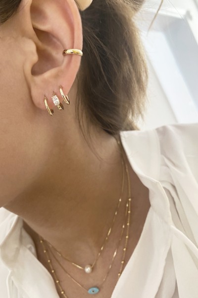 Σκουλαρίκι Χρυσό 9Κ Κρίκος White Dot