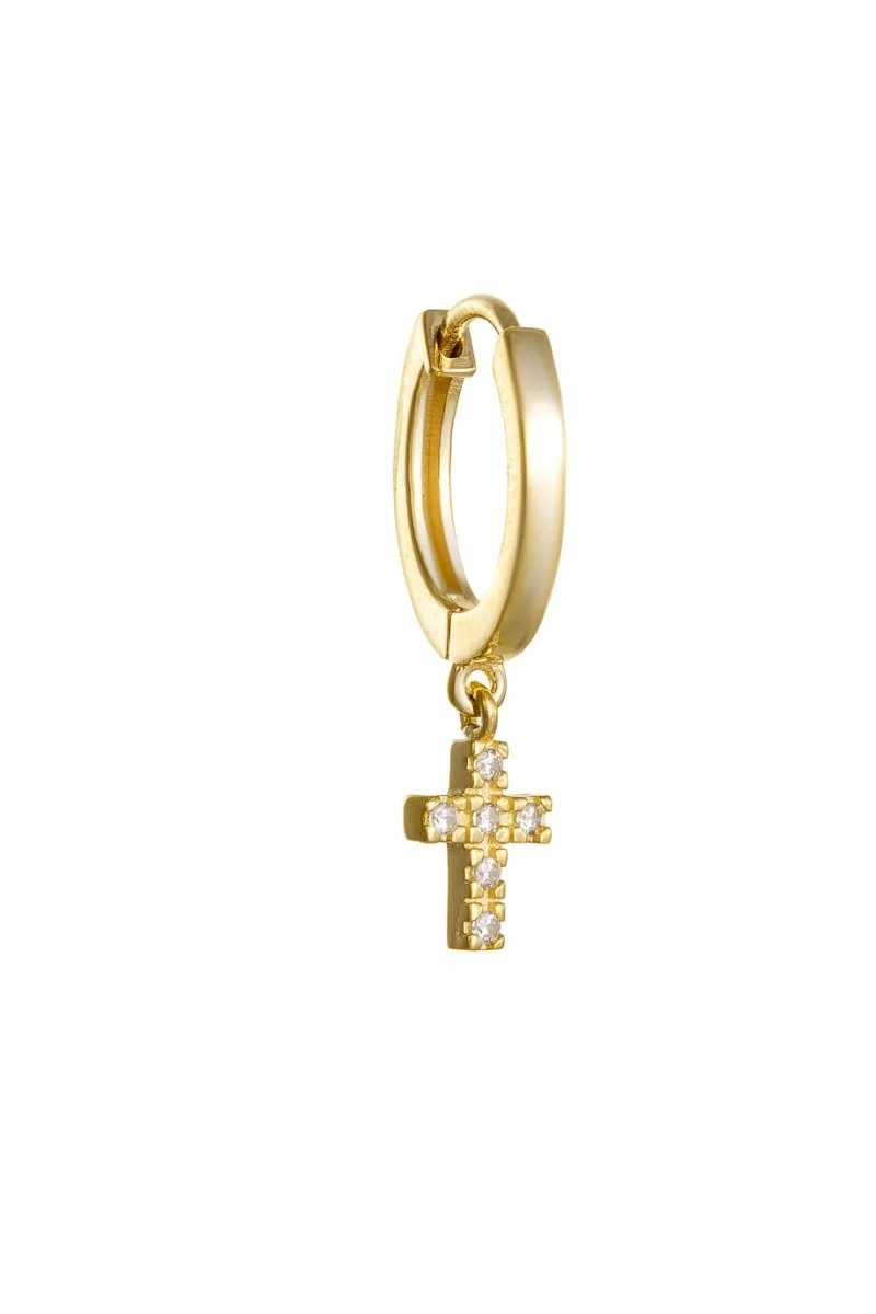 Σκουλαρίκι Μονό Χρυσό 9Κ Freedom Cross