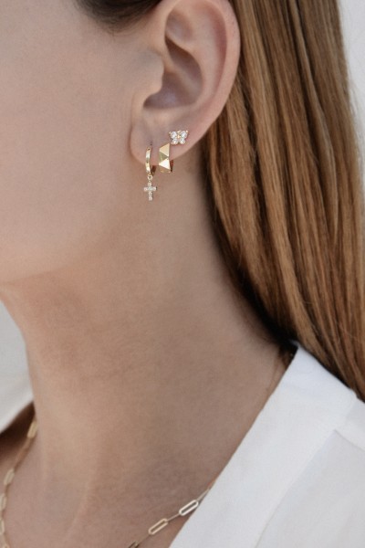 Σκουλαρίκι Μονό Χρυσό 9Κ Freedom Cross