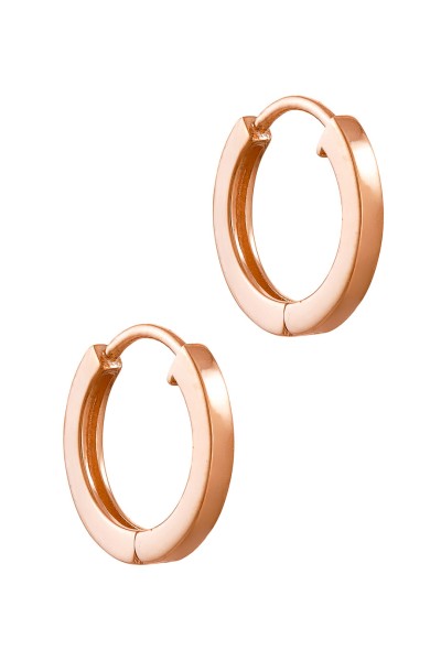 Σκουλαρίκι Ροζ Χρυσό 9Κ Κρίκος Μικρός Τετράγωνος