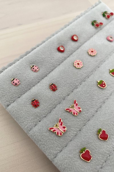 Σκουλαρίκι Χρυσό 9Κ Πασχαλίτσα Σμάλτο Ροζ