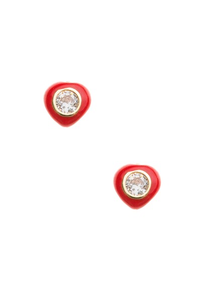 Σκουλαρίκι Χρυσό 9Κ Καρδούλα Σμάλτο Κόκκινο