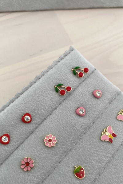 Σκουλαρίκι Χρυσό 9Κ Καρδούλα Σμάλτο Κόκκινο