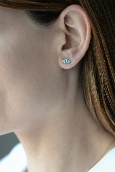 Σκουλαρίκι Χρυσό 9Κ Ματάκι Σμάλτο