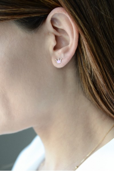 Σκουλαρίκι Χρυσό 9Κ Κορώνα Ροζ