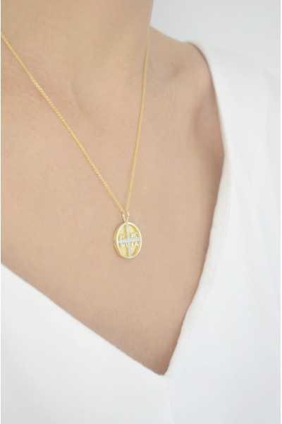 Φυλαχτό Κωνσταντινάτο Χρυσό 9Κ Πετράτο Στρογγυλό