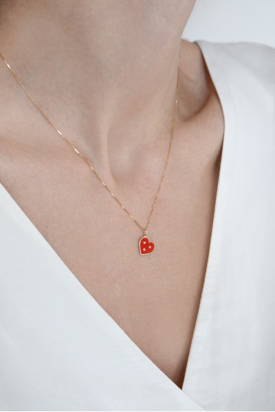 Κρεμαστό Χρυσό 9Κ Καρδιά Κόκκινη