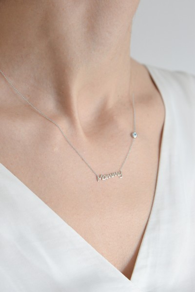 Κολιέ Λευκόχρυσο 9Κ Mommy Ματάκι