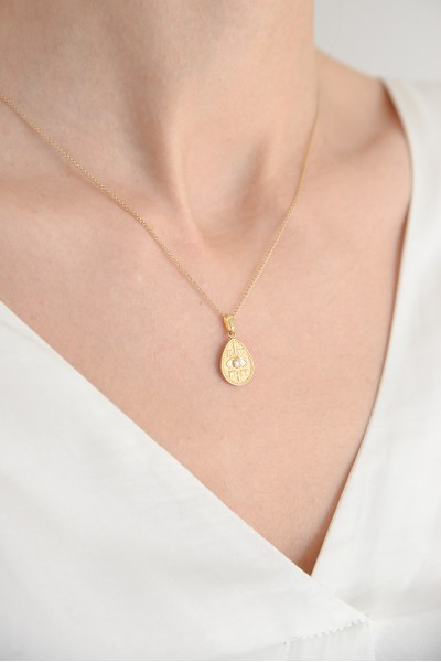 Φυλαχτό Κωνσταντινάτο Χρυσό 9Κ Διπλής Όψης Σταγόνα