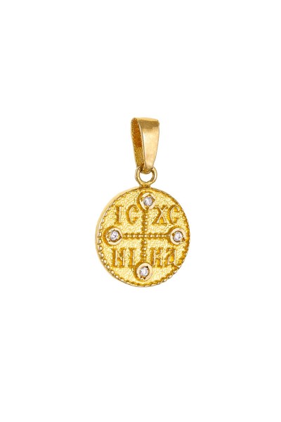 Φυλαχτό Κωνσταντινάτο Χρυσό 9Κ Διπλής Όψης Ανάγλυφο