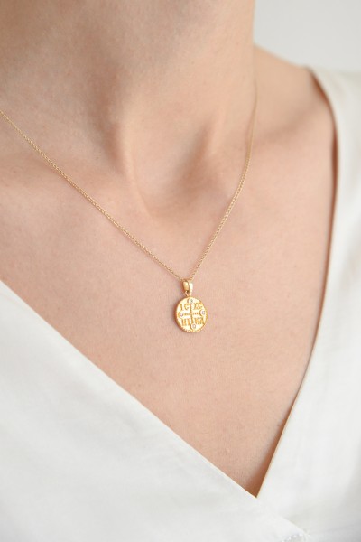 Φυλαχτό Κωνσταντινάτο Χρυσό 9Κ Διπλής Όψης Ανάγλυφο