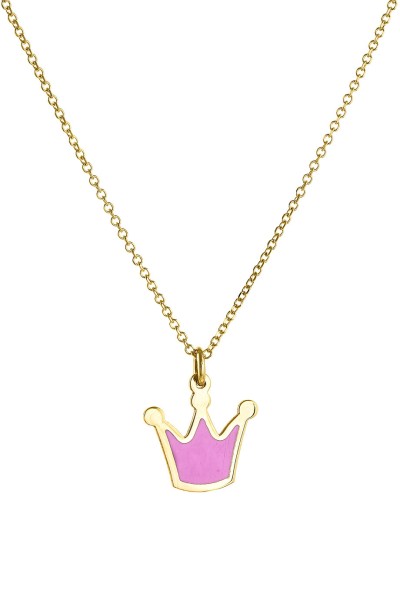 Κολιέ Χρυσό 9Κ Κορώνα Ροζ
