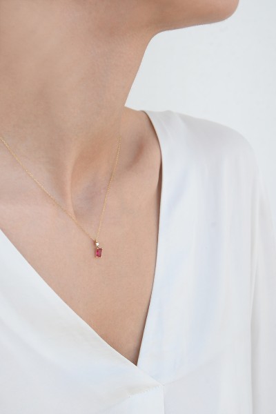 Κολιέ Χρυσό 9Κ Red Dot Ρουμπίνι