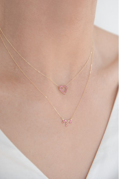 Κολιέ Χρυσό 9Κ Κόκκινη Καρδιά Πετράτη