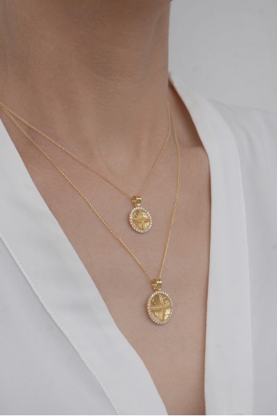 Φυλαχτό Κωνσταντινάτο Χρυσό 9Κ Πετράτο