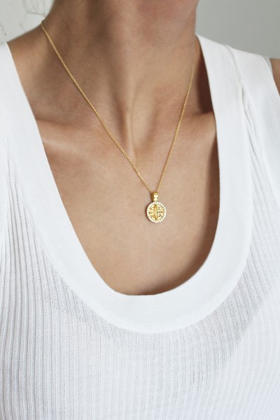 Κρεμαστό Κωνσταντινάτο Χρυσό 9Κ Πετράτο