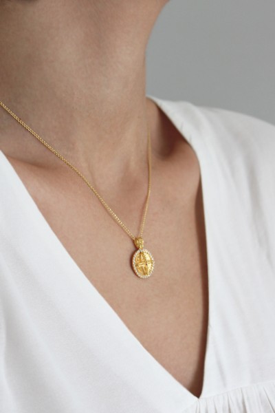 Φυλαχτό Κωνσταντινάτο Χρυσό 9Κ Πετράτο 17mm