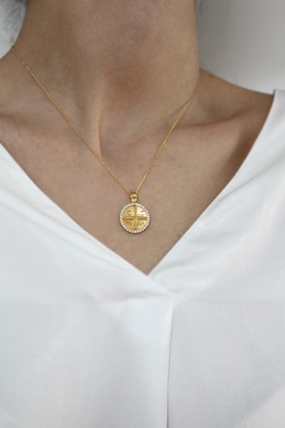 Φυλαχτό Κωνσταντινάτο Χρυσό 9Κ Πετράτο Μεγάλο 19mm