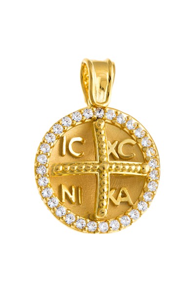 Κρεμαστό Κωνσταντινάτο Χρυσό 9Κ Πετράτο Μεγάλο 19mm