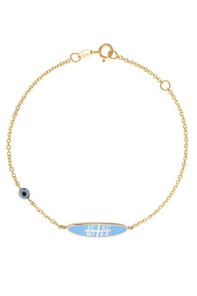 Βραχιόλι Χρυσό 9Κ Κωνσταντινάτο Γαλάζιο