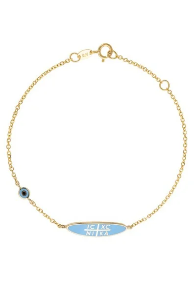 Βραχιόλι Χρυσό 9Κ Κωνσταντινάτο Γαλάζιο
