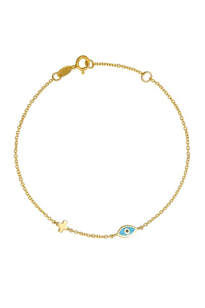 Βραχιόλι Χρυσό 9Κ Ματάκι Σταυρός