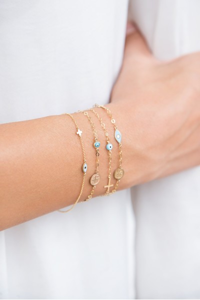 Βραχιόλι Χρυσό 9Κ Ματάκι Σταυρός