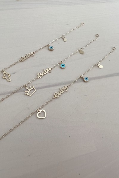 Βραχιόλι Χρυσό 9Κ Baby Κορώνα