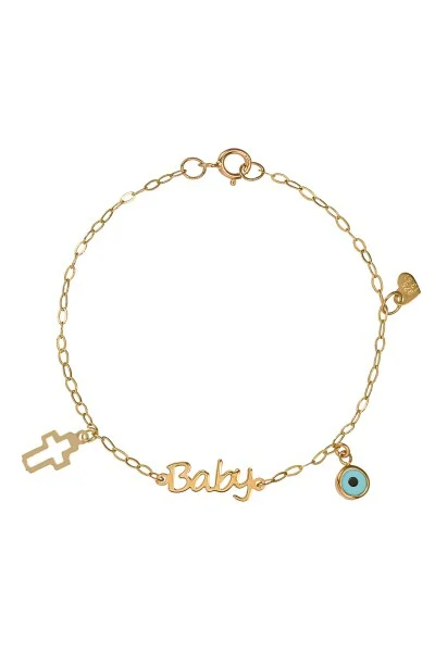 Βραχιόλι Χρυσό 9Κ Baby Σταυρός