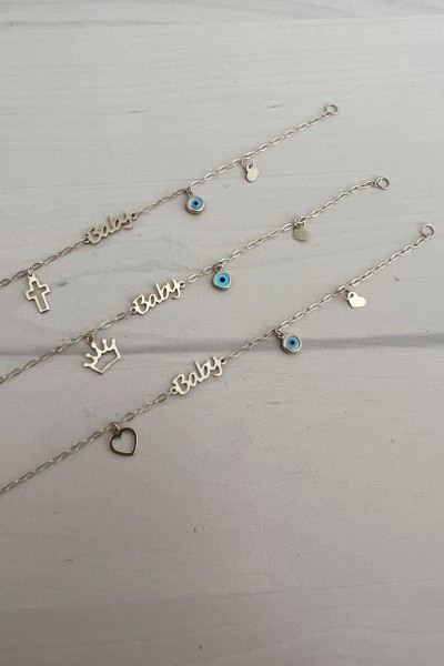 Βραχιόλι Χρυσό 9Κ Baby Σταυρός