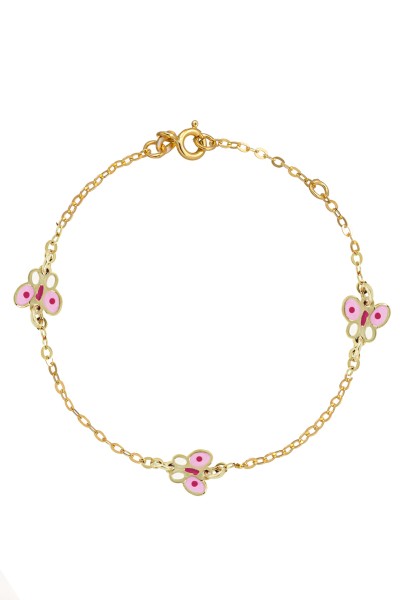 Βραχιόλι Χρυσό 9Κ Πεταλούδες