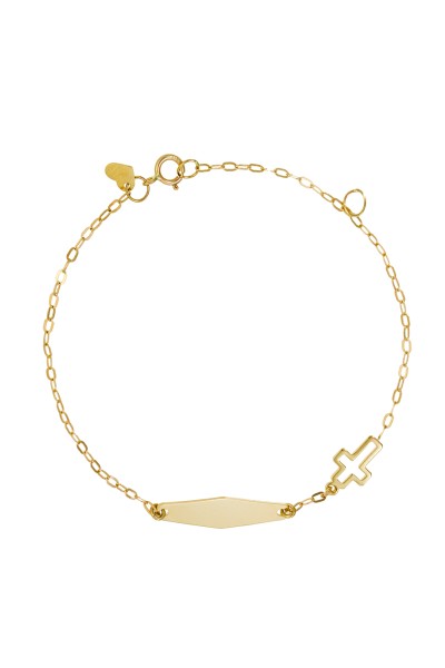 Βραχιόλι Χρυσό 9Κ Ταυτότητα Σταυρός