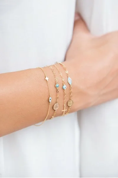 Βραχιόλι Χρυσό 9Κ Ματάκι Ευχές